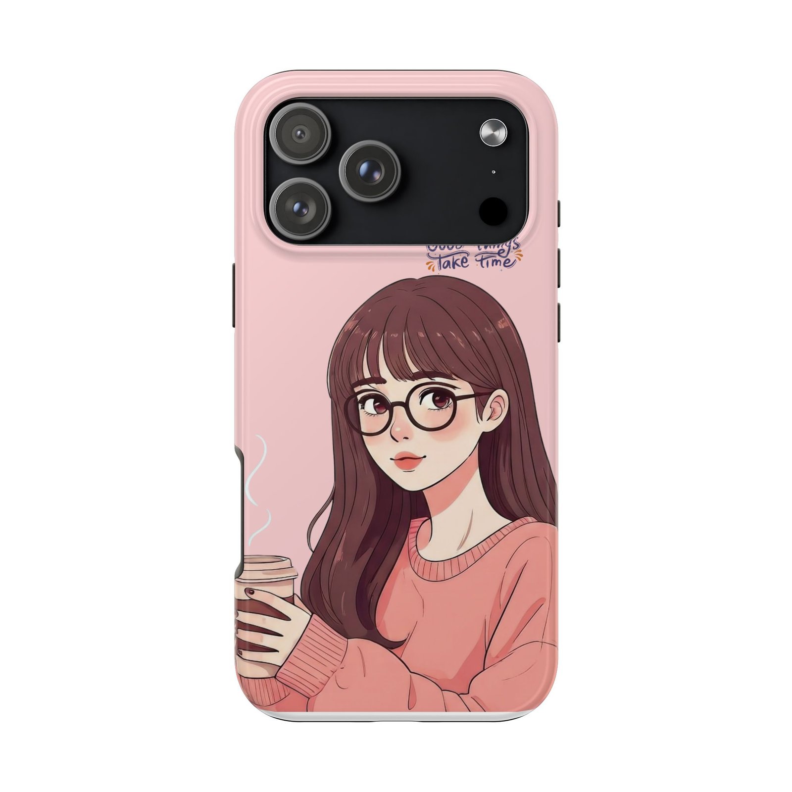 Good Things Take Time – Coffee Girl Tough Phone Case (Anime Style)